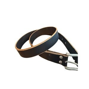 Lucky Brand Classic Black Leather Belt mens Size 32 Silver Tone Buckle